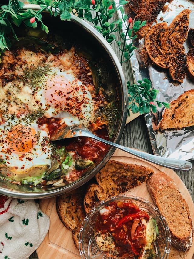 baked eggs in a bowl